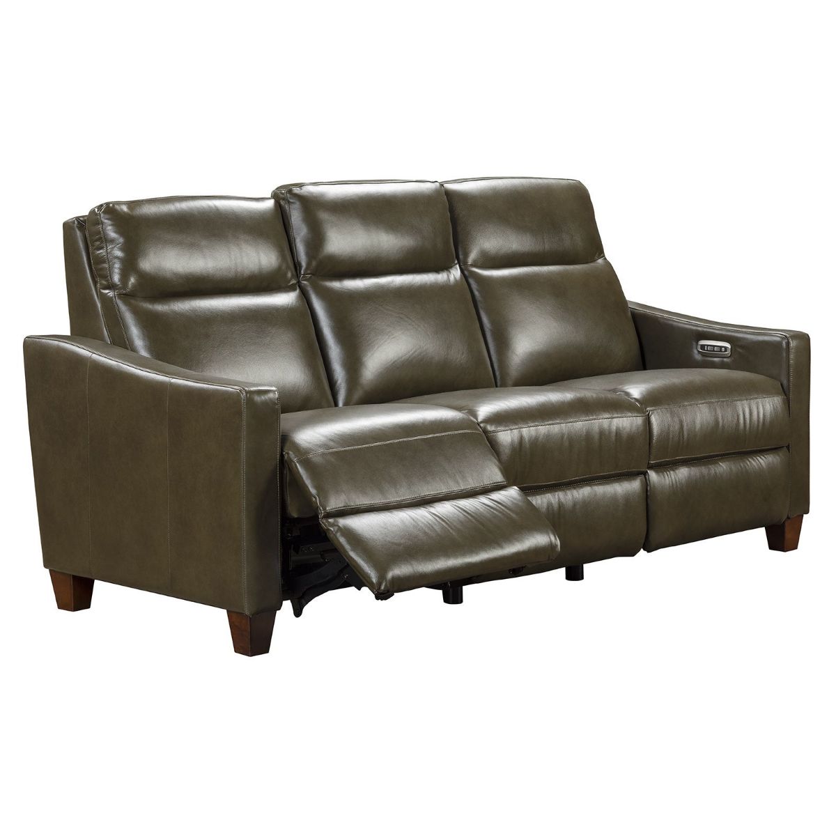 Picture of Quinault Olive Leather Power Recliner Sofa