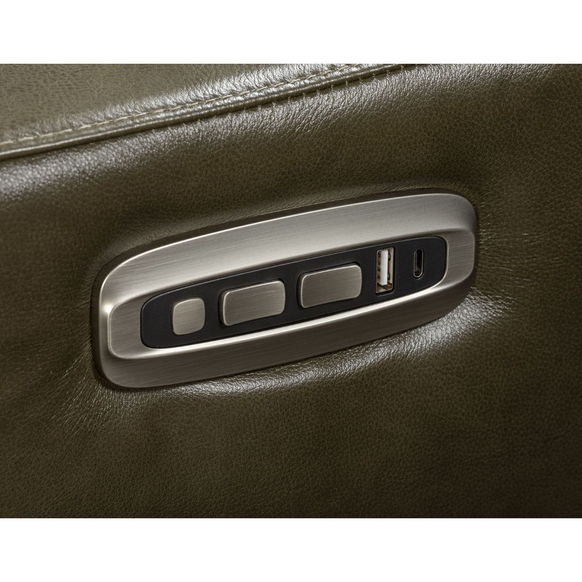 Picture of Quinault Olive Leather Power Recliner Sofa