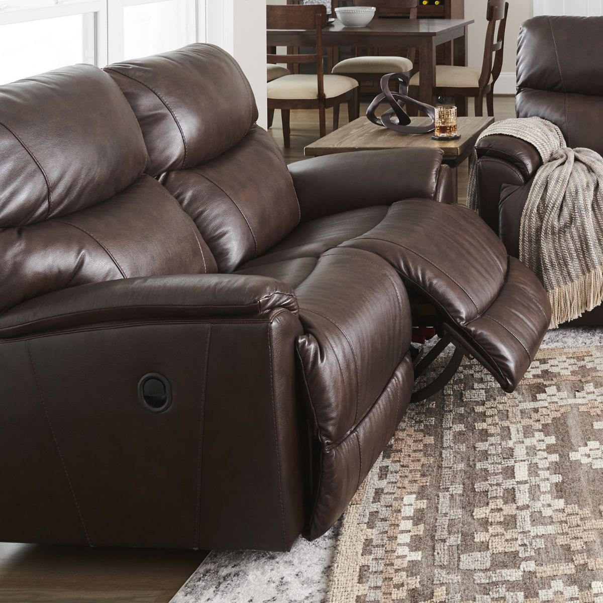Picture of Trouper Walnut Leather Recliner Loveseat