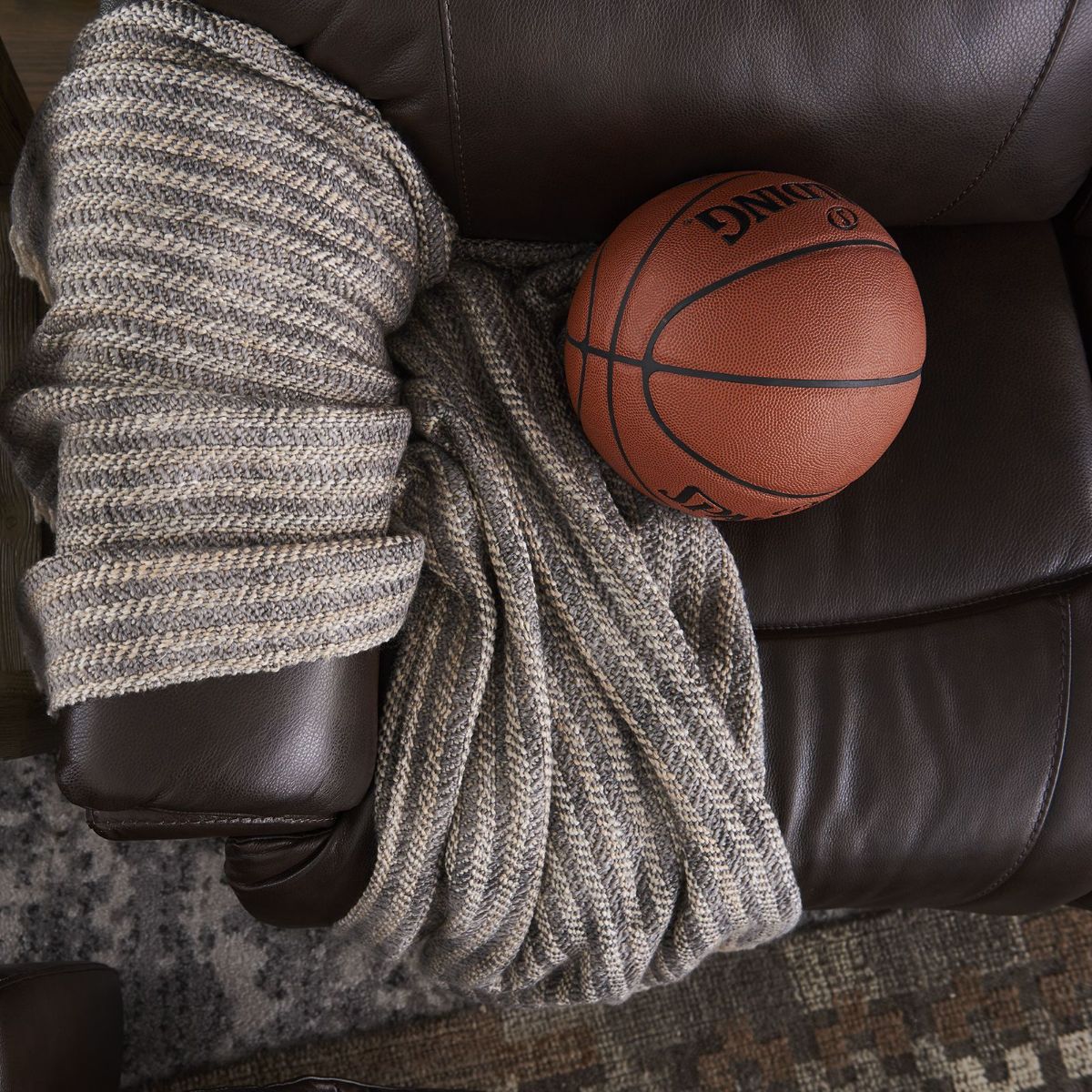 Picture of Trouper Walnut Leather Recliner Loveseat
