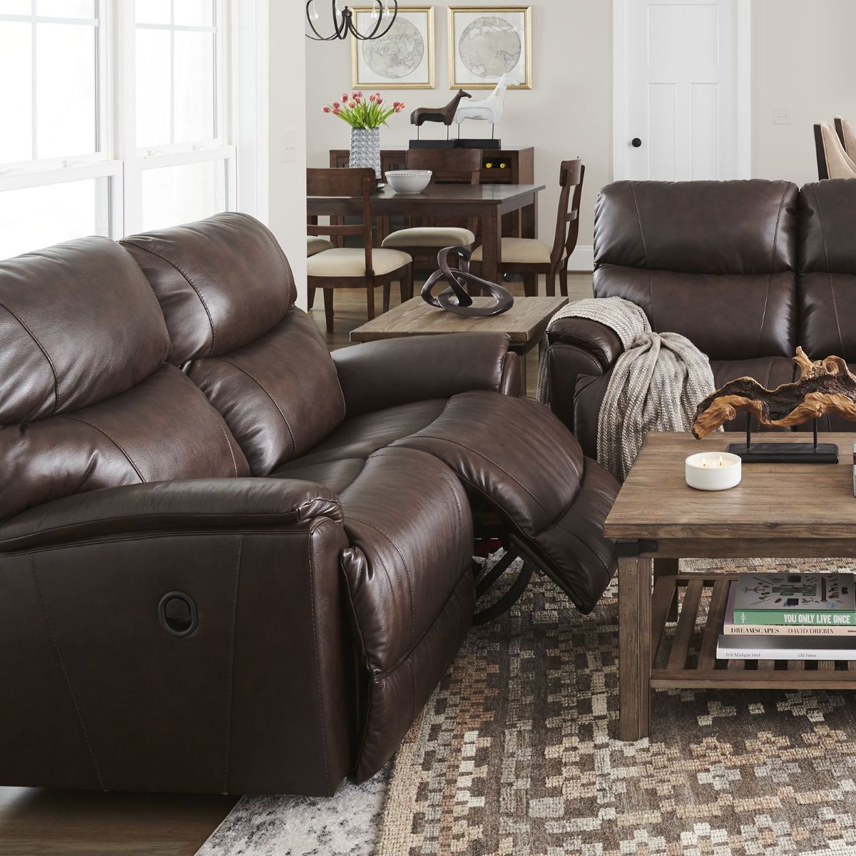 Picture of Trouper Walnut Leather Recliner Loveseat