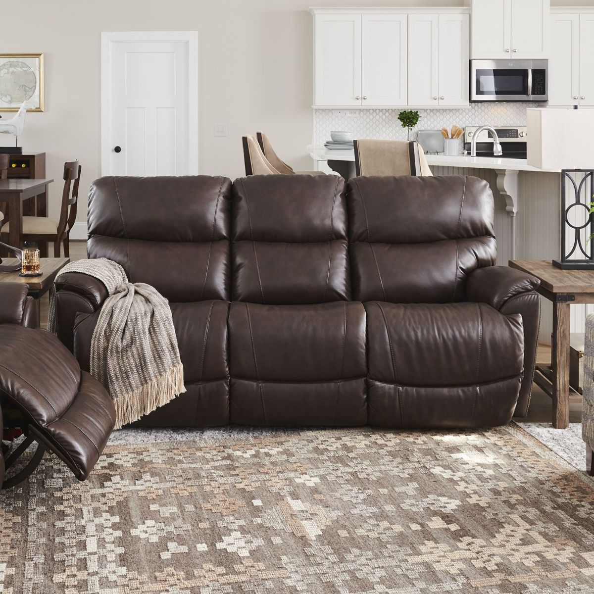Picture of Trouper Walnut Leather Recliner Sofa