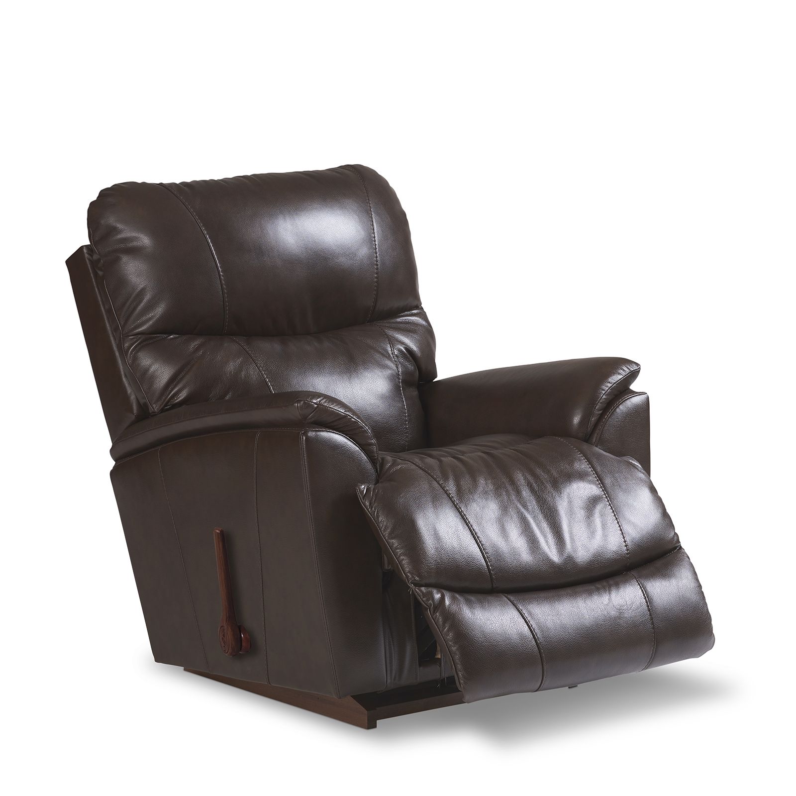 Trouper Walnut Leather Rocker Recliner