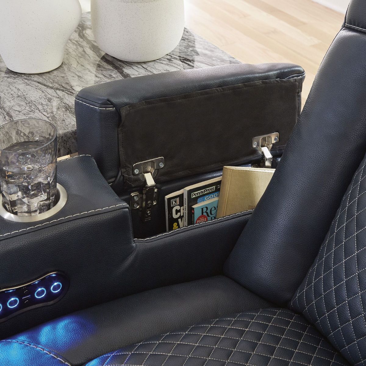 Picture of Fyne-Dyme Sapphire Blue Power Recliner Sofa