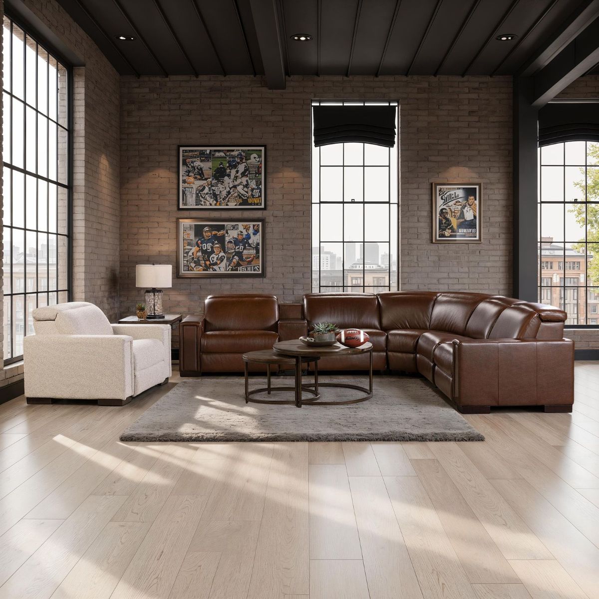 Picture of Armitage Cognac 6-Piece Power Recliner Sectional