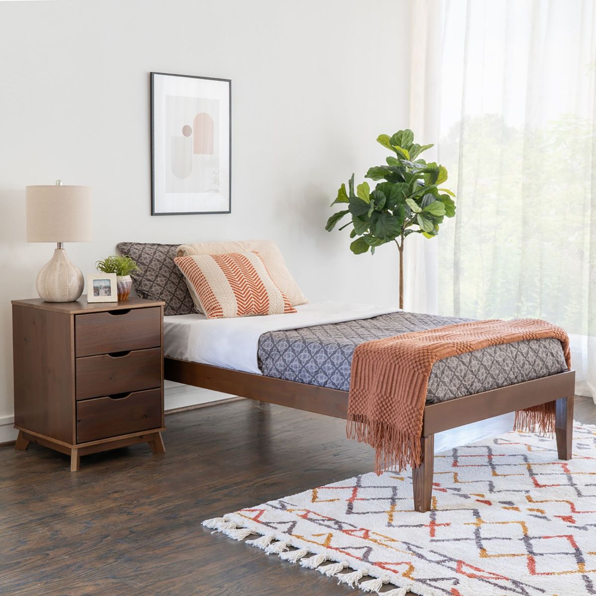 Picture of Twin Walnut Platform Bed