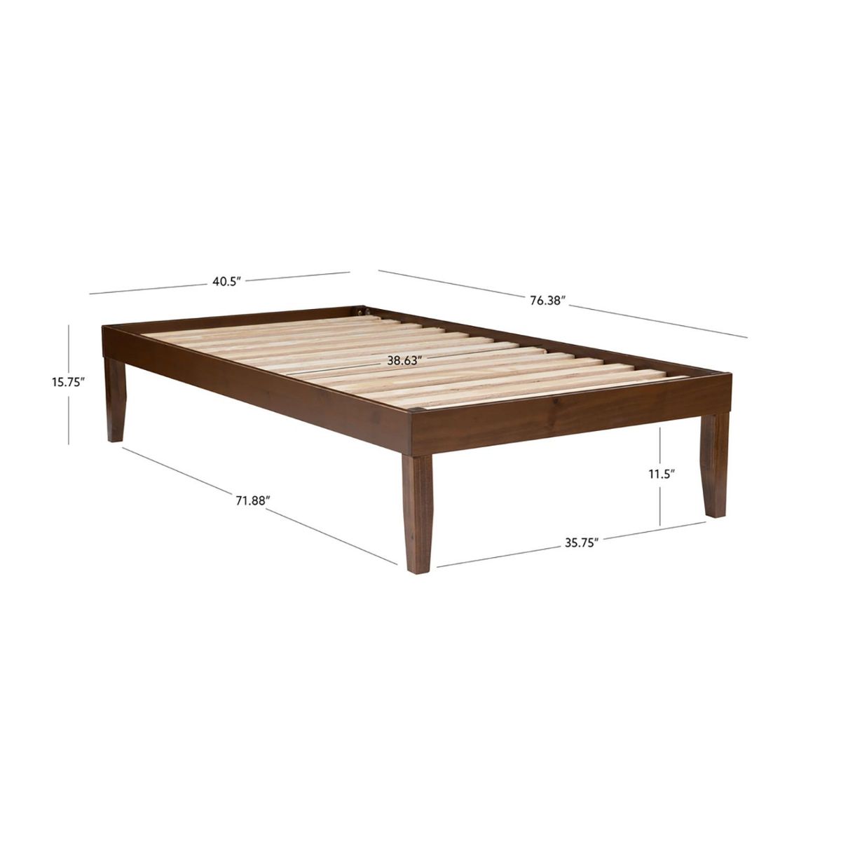 Picture of Twin Walnut Platform Bed