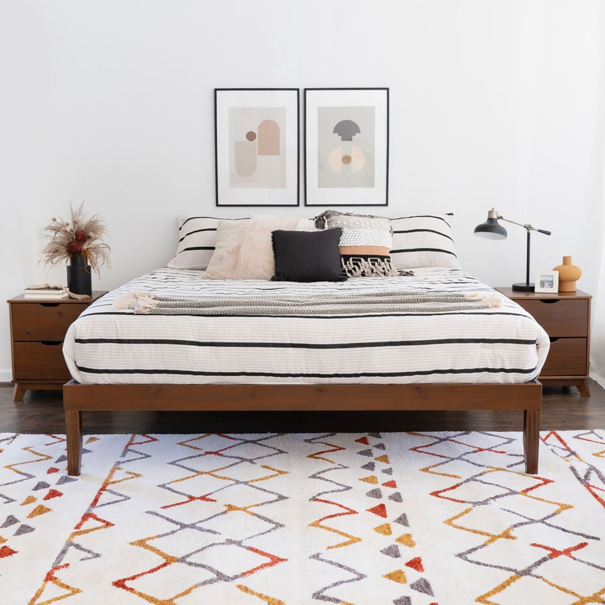 King Walnut Platform Bed