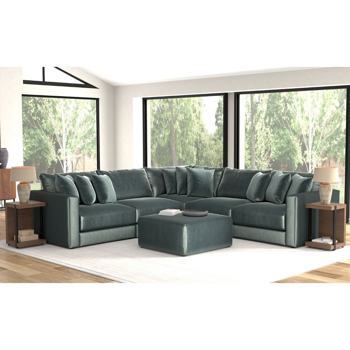 Picture of Remington Pine Velvet 5-Piece Sectional