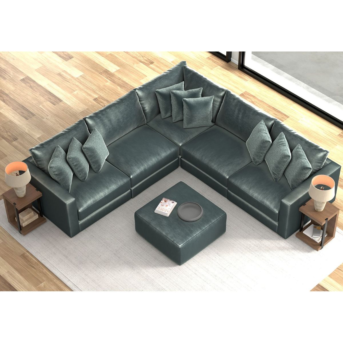 Picture of Remington Pine Velvet 5-Piece Sectional