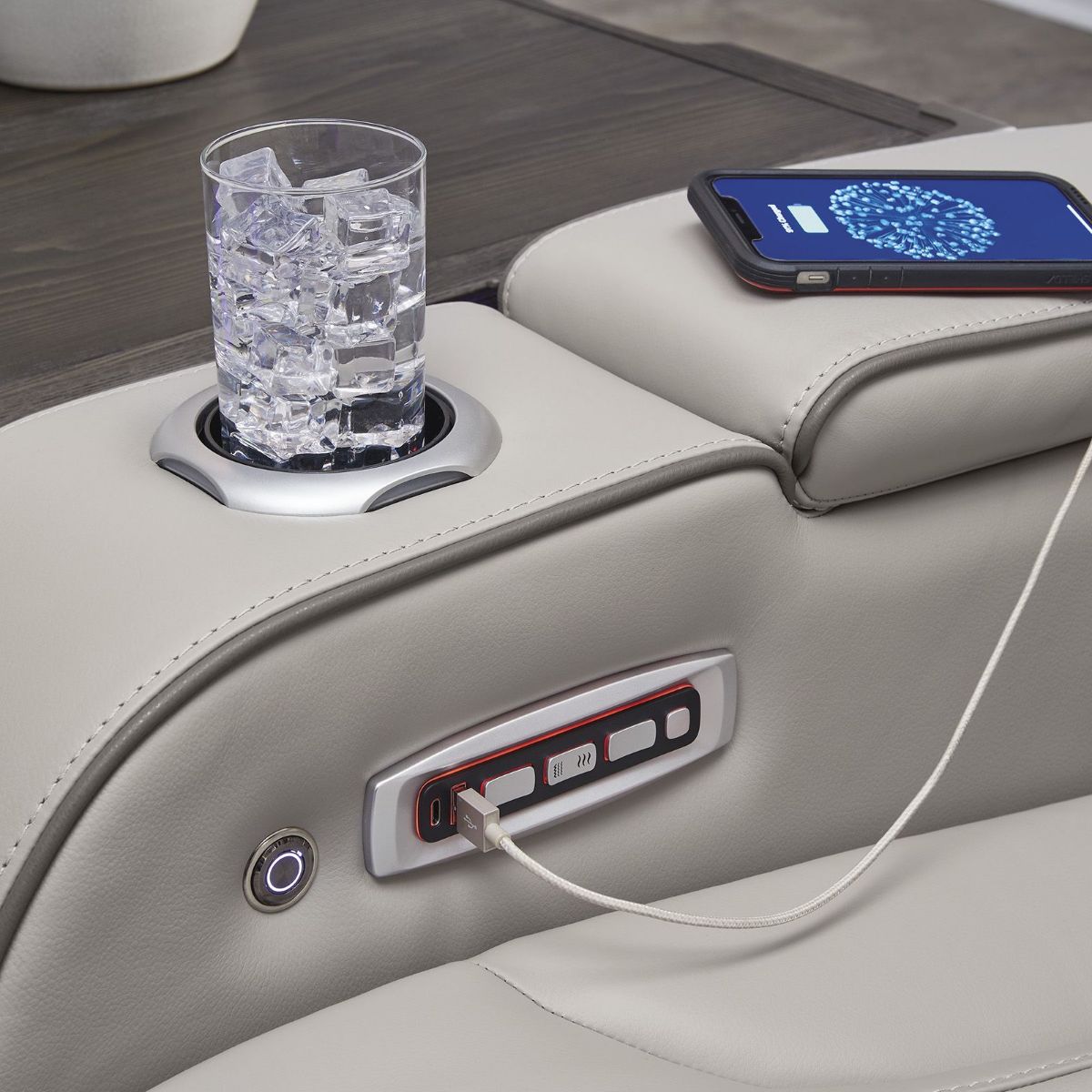 Picture of Boyington Gray Leather Power Recliner Sofa