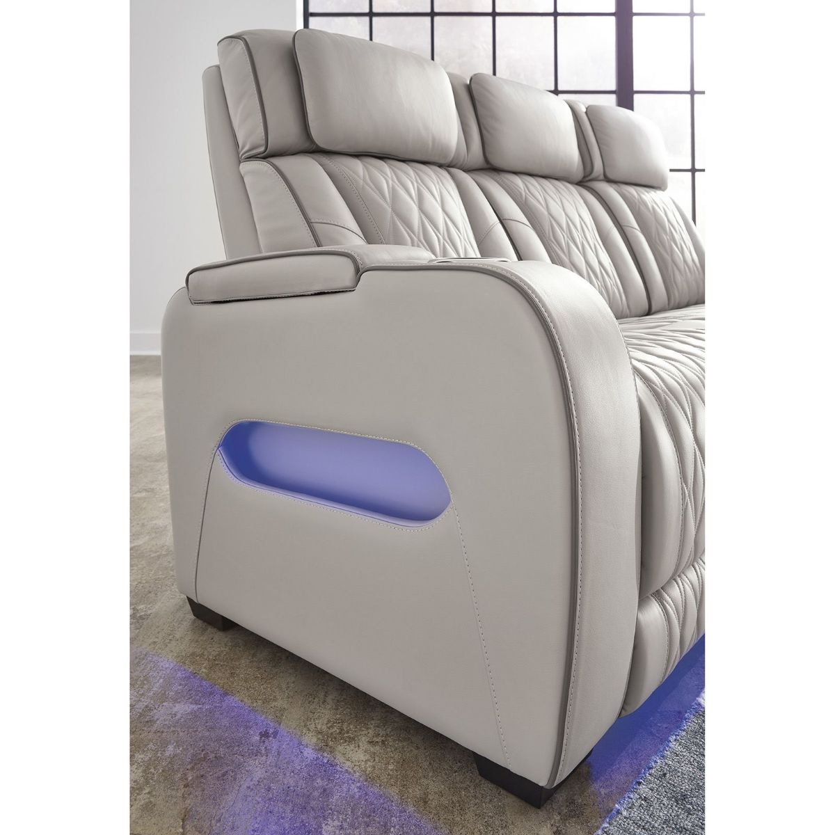 Picture of Boyington Gray Leather Power Recliner Sofa