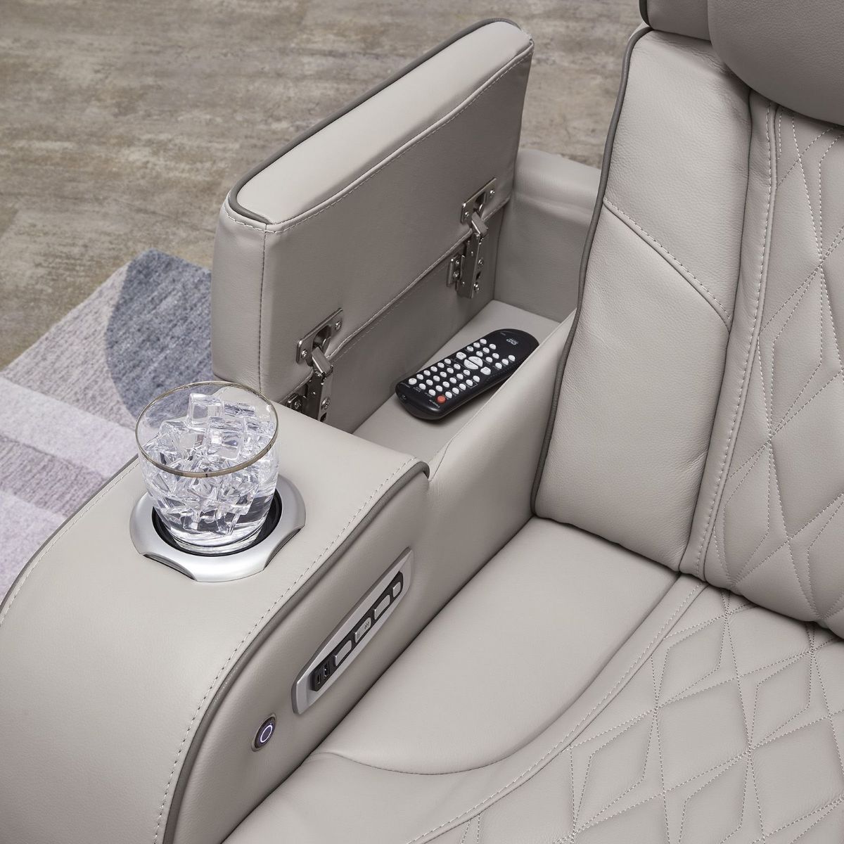 Picture of Boyington Gray Leather Power Recliner Sofa