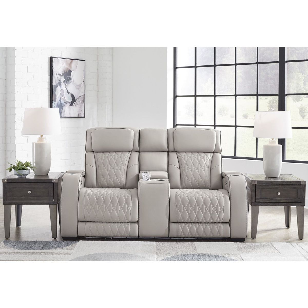 Picture of Boyington Gray Leather Power Recliner Loveseat