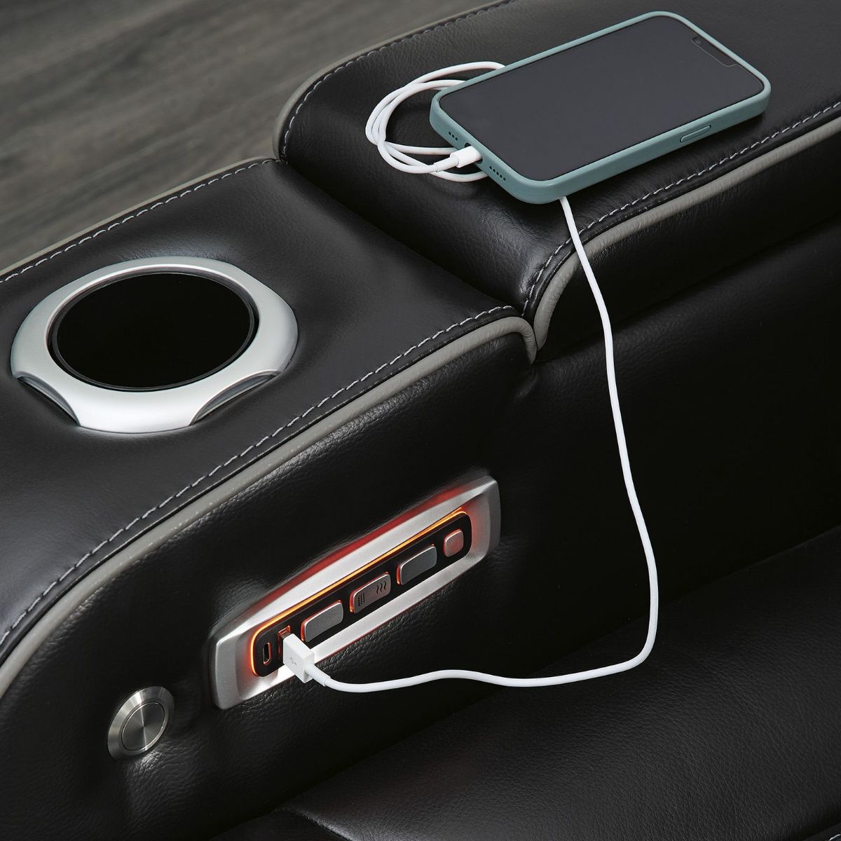 Picture of Boyington Black Leather Power Recliner Sofa