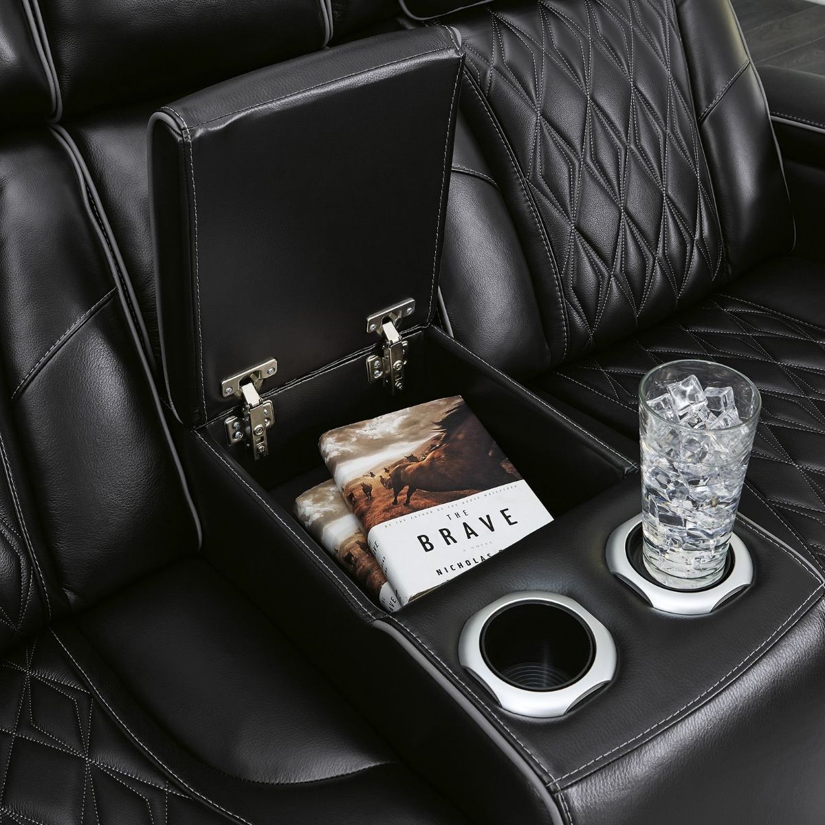 Picture of Boyington Black Leather Power Recliner Loveseat