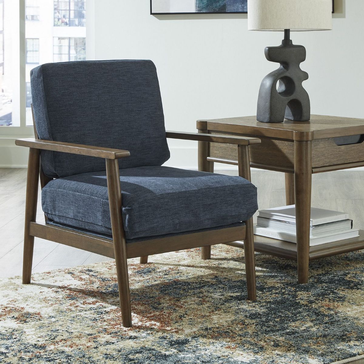 Picture of Bixler Navy Showood Accent Chair