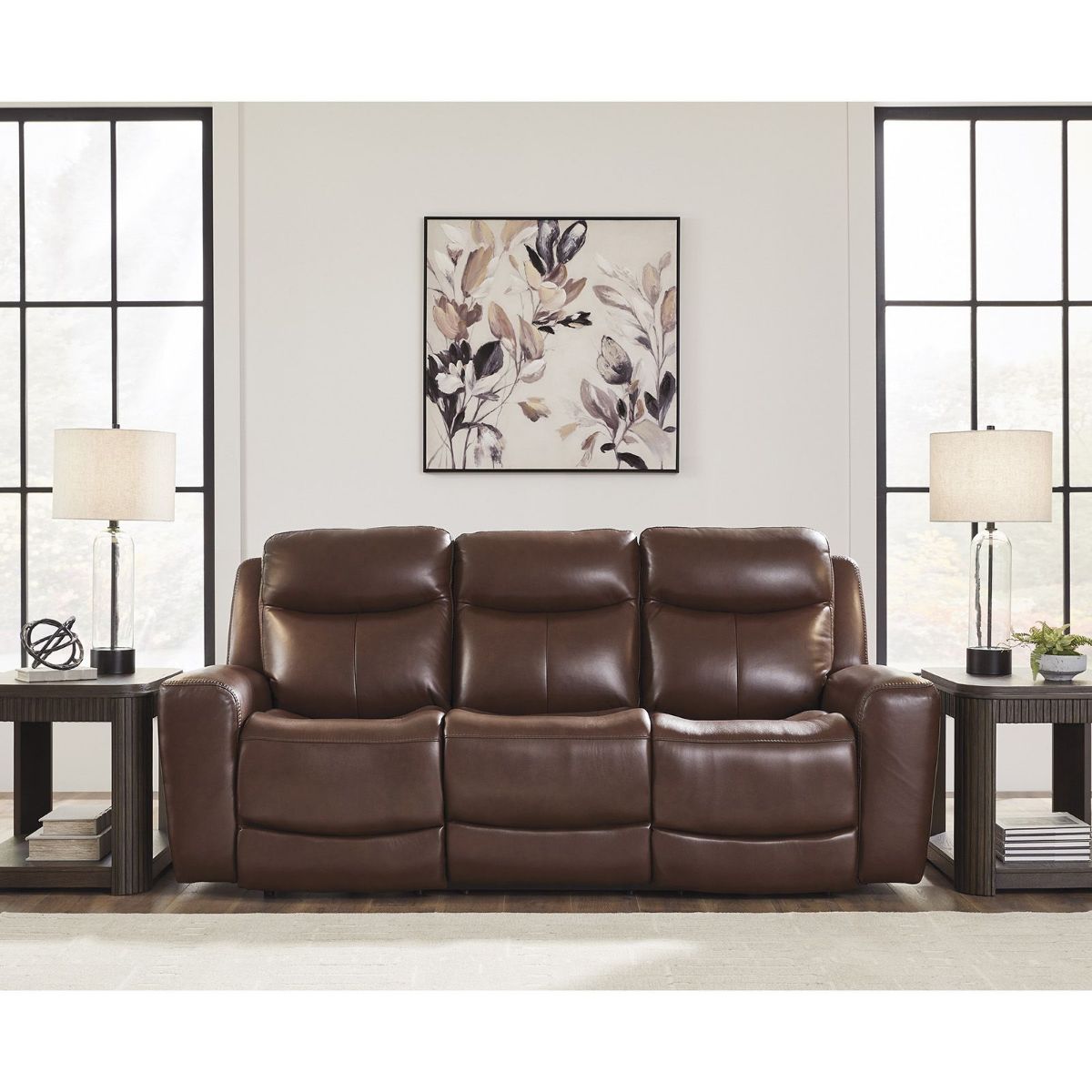 Picture of Next Move Mahogany Leather Power Recliner Sofa