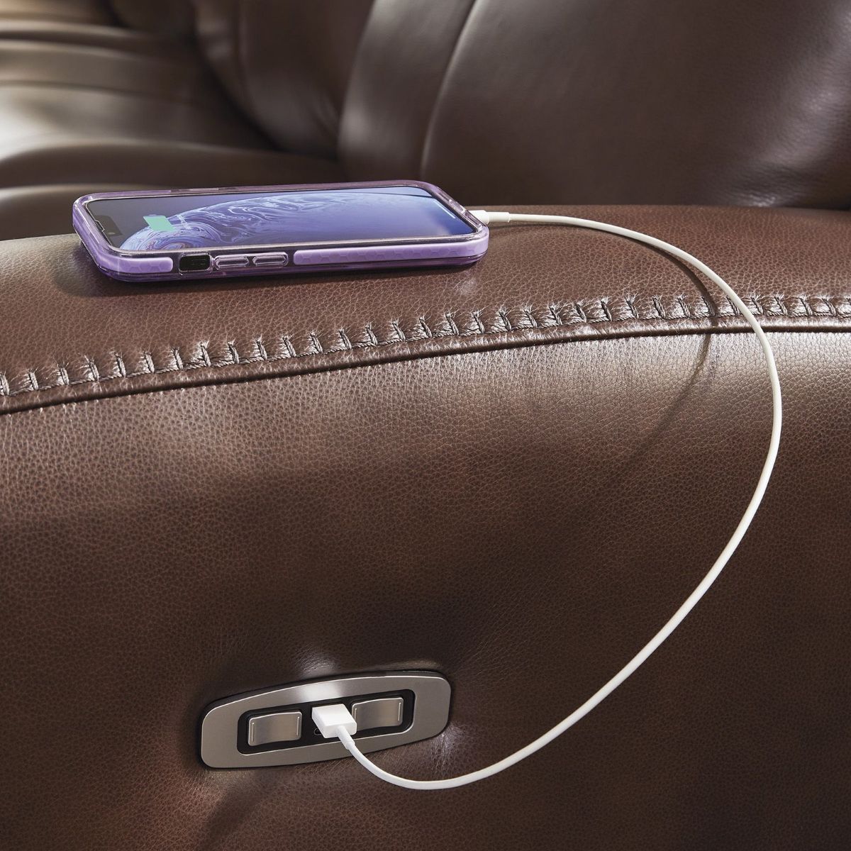 Picture of Next Move Mahogany Leather Power Recliner Sofa