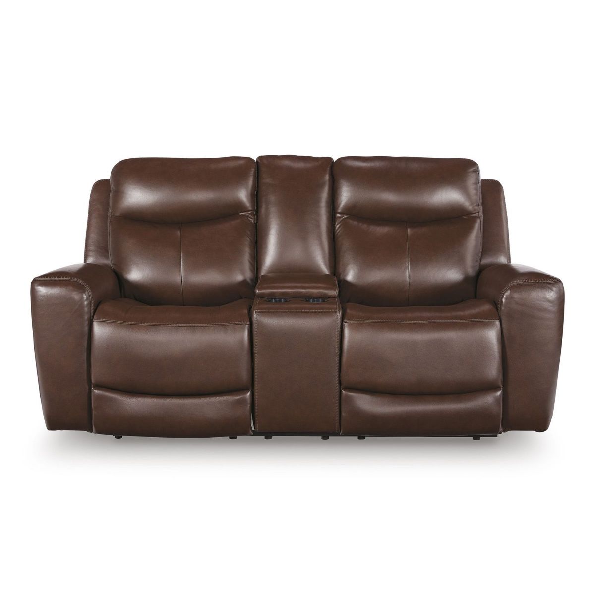 Picture of Next Move Mahogany Leather Power Recliner Console Loveseat