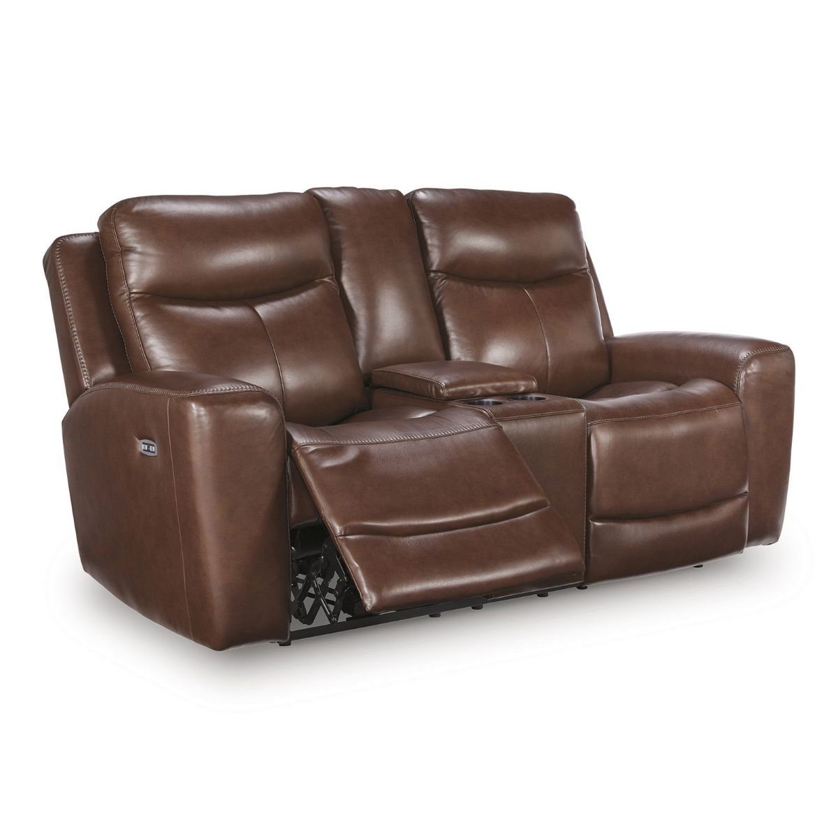 Picture of Next Move Mahogany Leather Power Recliner Console Loveseat