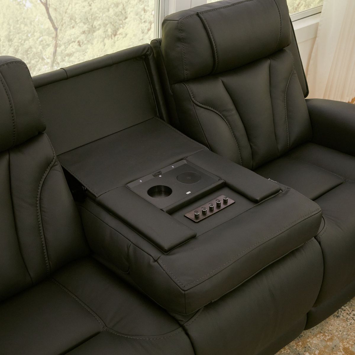 Picture of Blanca Jet Black Leather Power Recliner Sofa