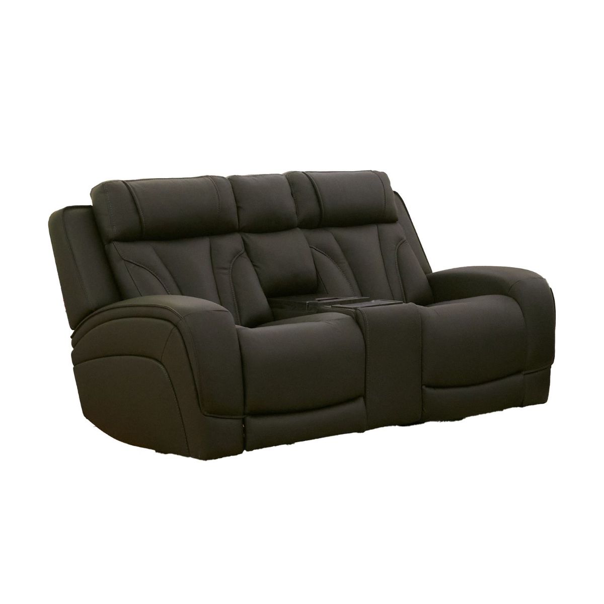 Picture of Blanca Jet Black Leather Power Recliner Console Loveseat