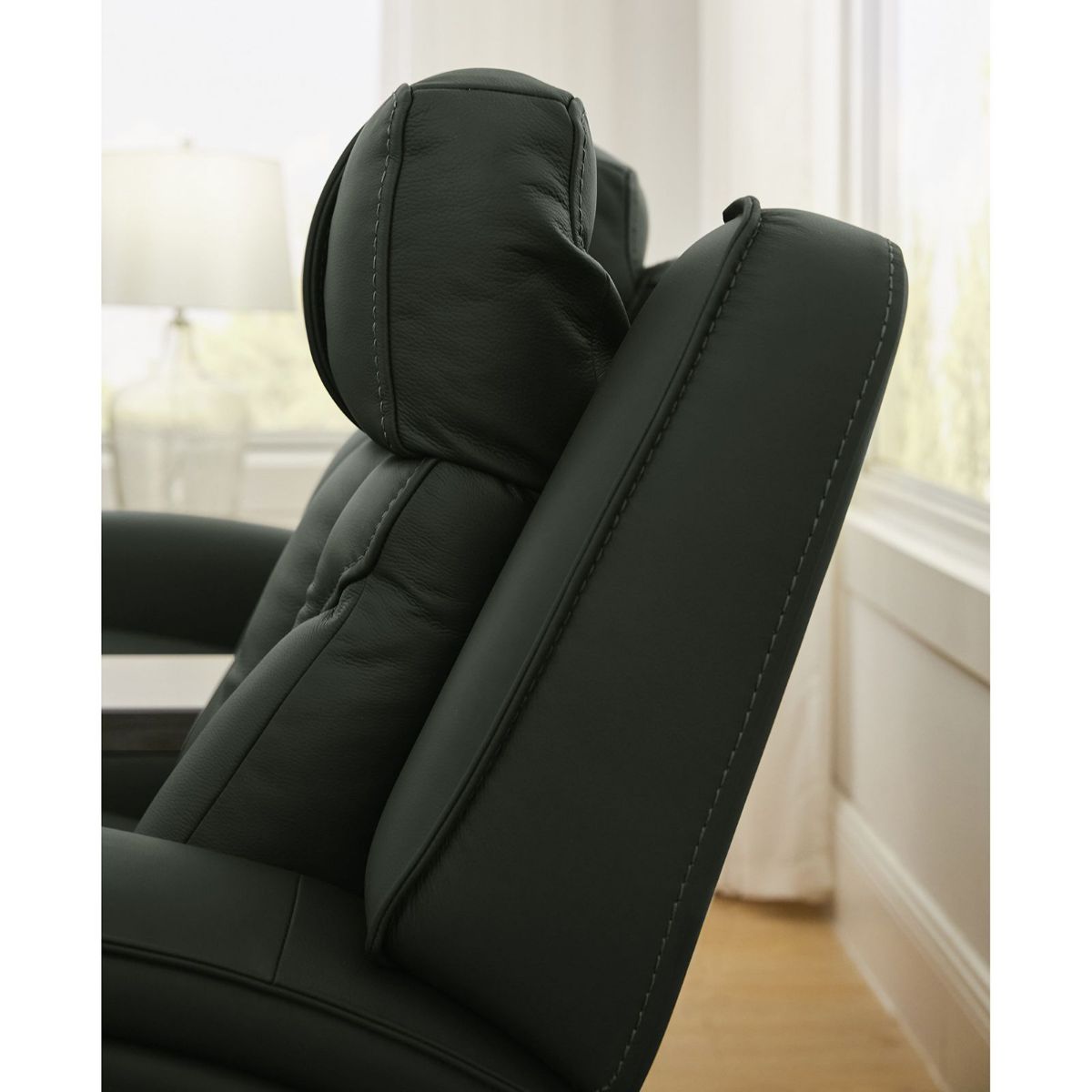Picture of Blanca Jet Black Leather Power Recliner Console Loveseat