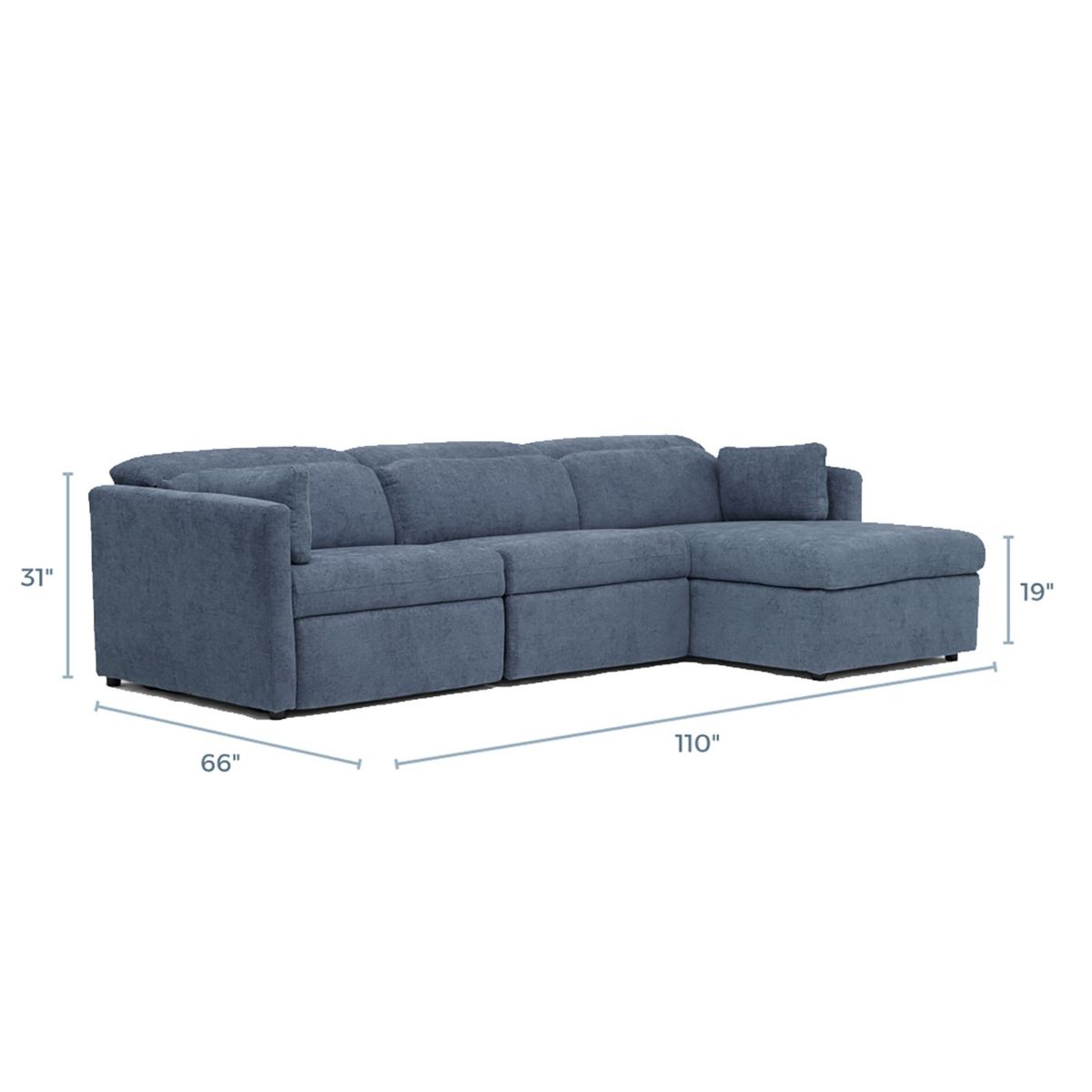 Picture of Fitz Milo French Blue 3-Piece Modular Recliner Sectional