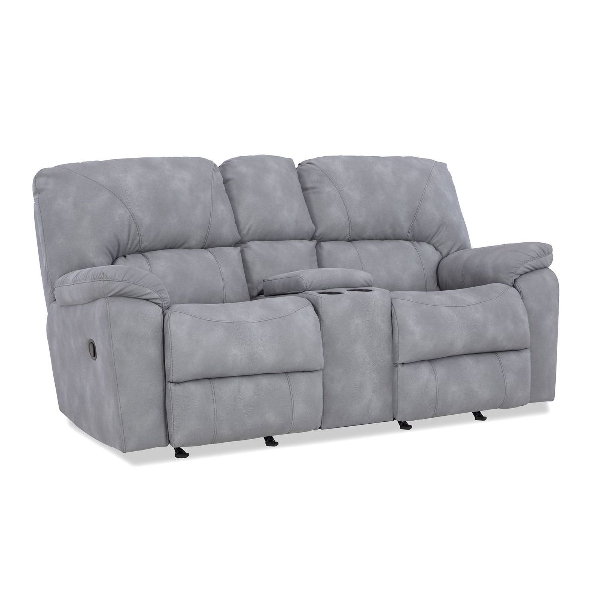 Picture of Rhino Gray Rocking Recliner Console Loveseat