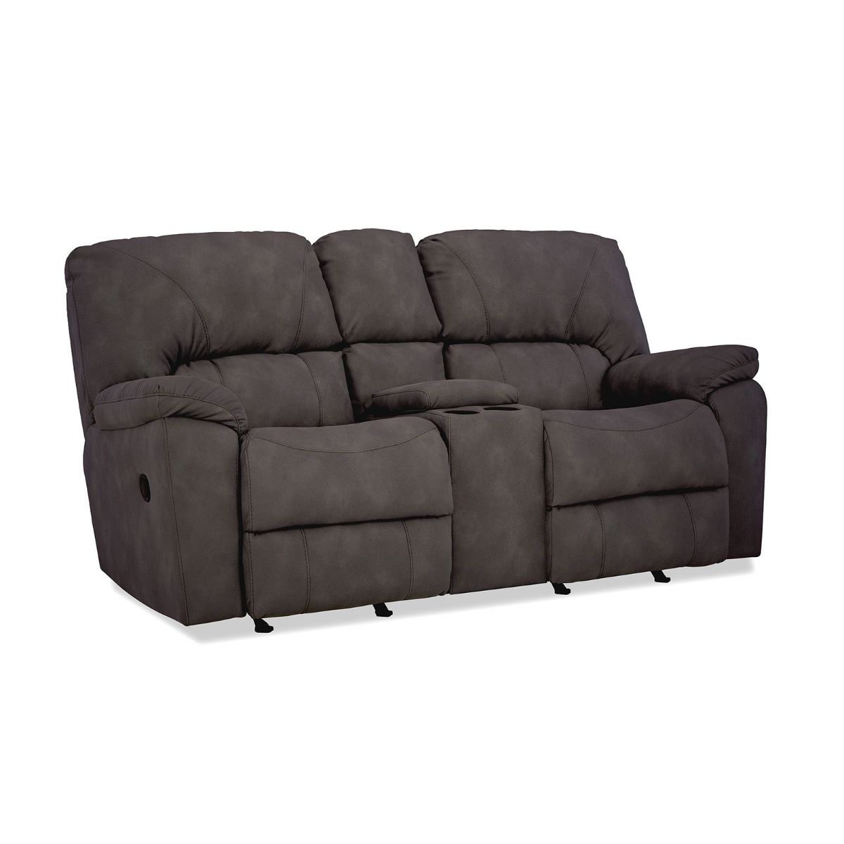 Picture of Rhino Pewter Rocking Recliner Console Loveseat