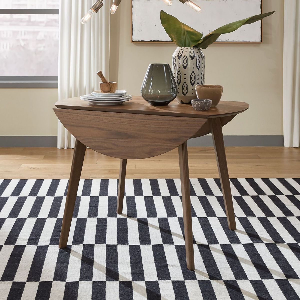 Picture of Space Savers Satin Walnut Drop Leaf Table