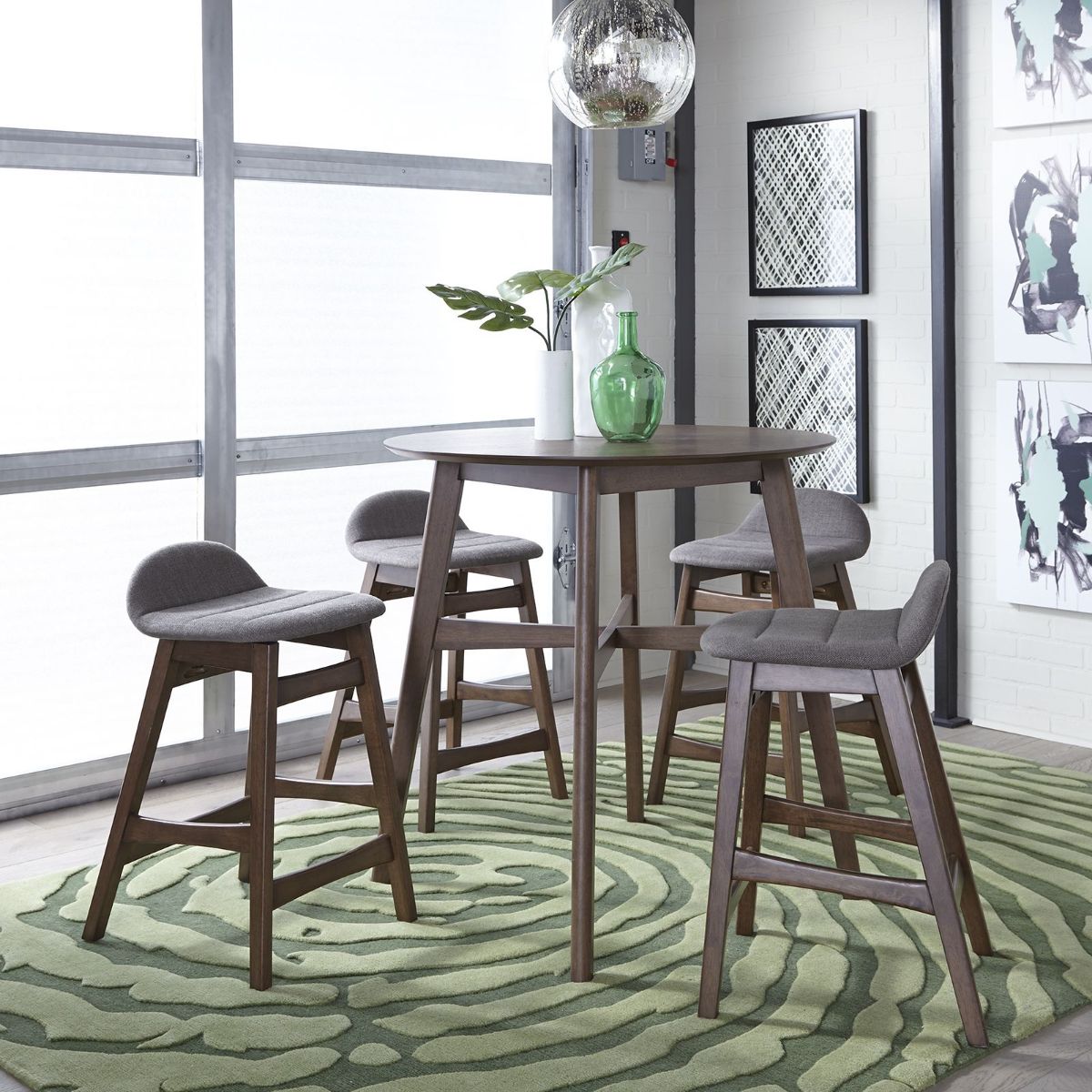 Picture of Space Savers Satin Walnut Gray 5-Piece Dining Set