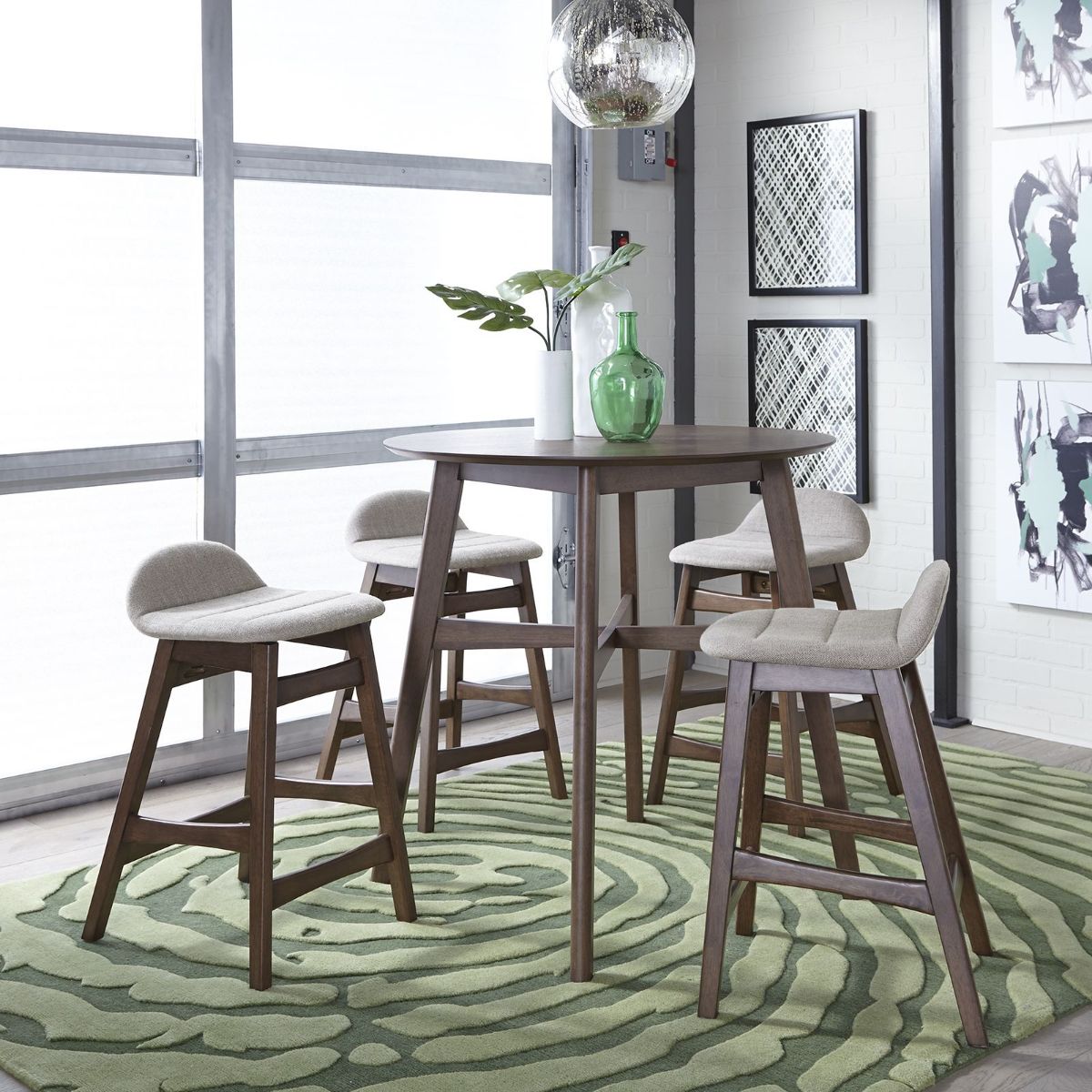 Picture of Space Savers Satin Walnut Tan 5-Piece Dining Set