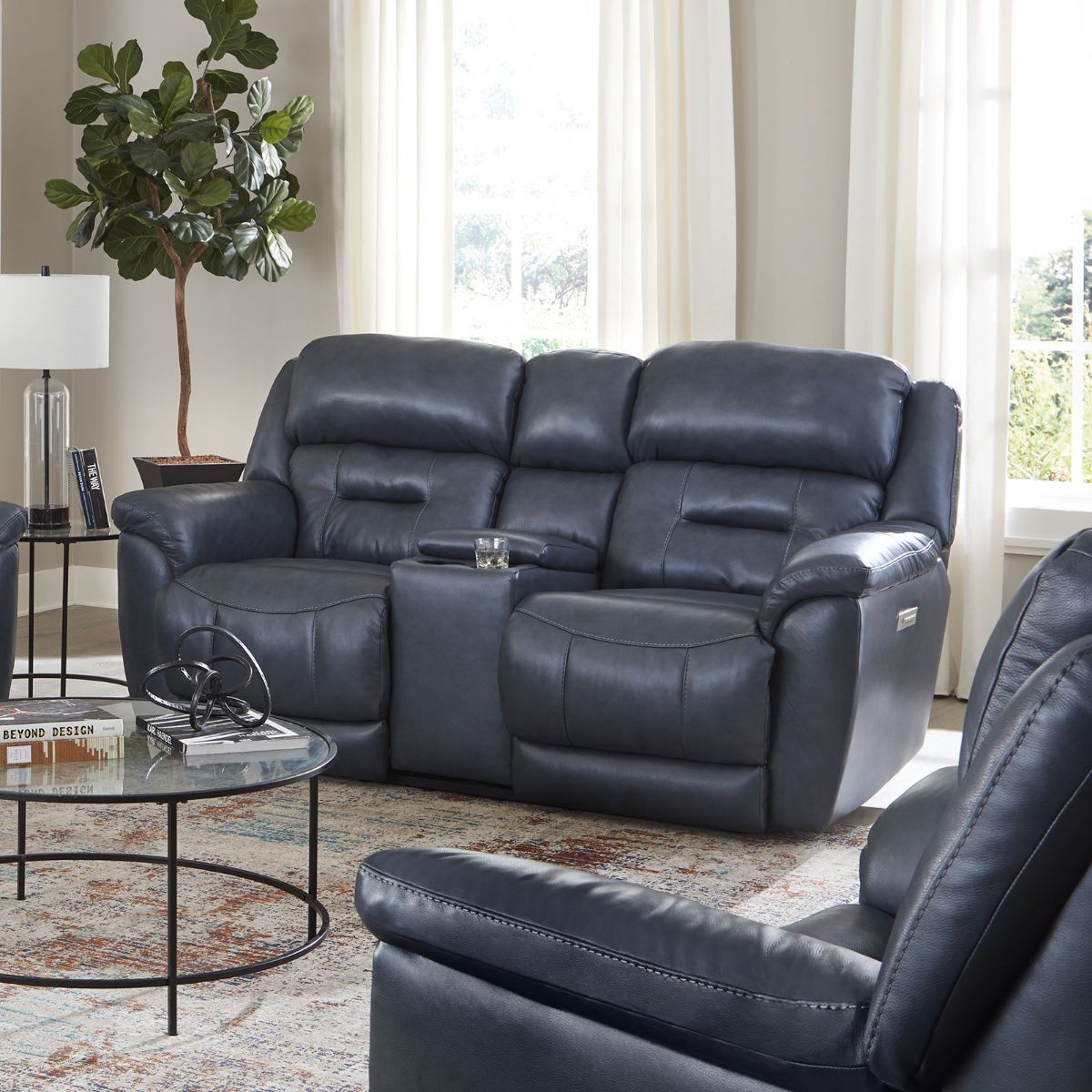 Picture of Contender Midnight Power Recliner Console Loveseat