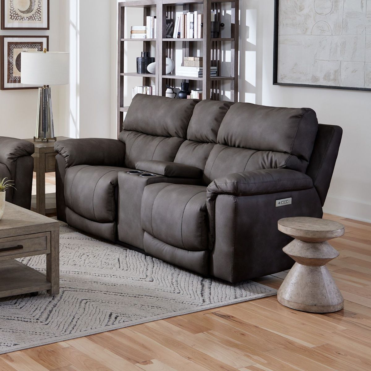 Picture of Cosmo Pewter Power Recliner Console Loveseat