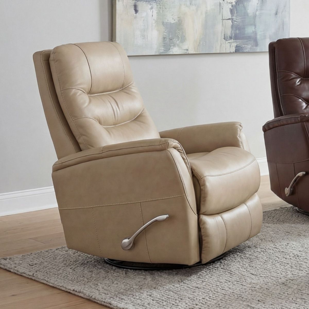 Picture of Revelation Mushroom Leather Match Swivel Glider Recliner