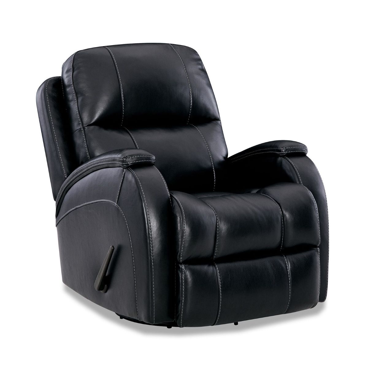 Picture of Phantom Black Leather Match Swivel Glider Recliner
