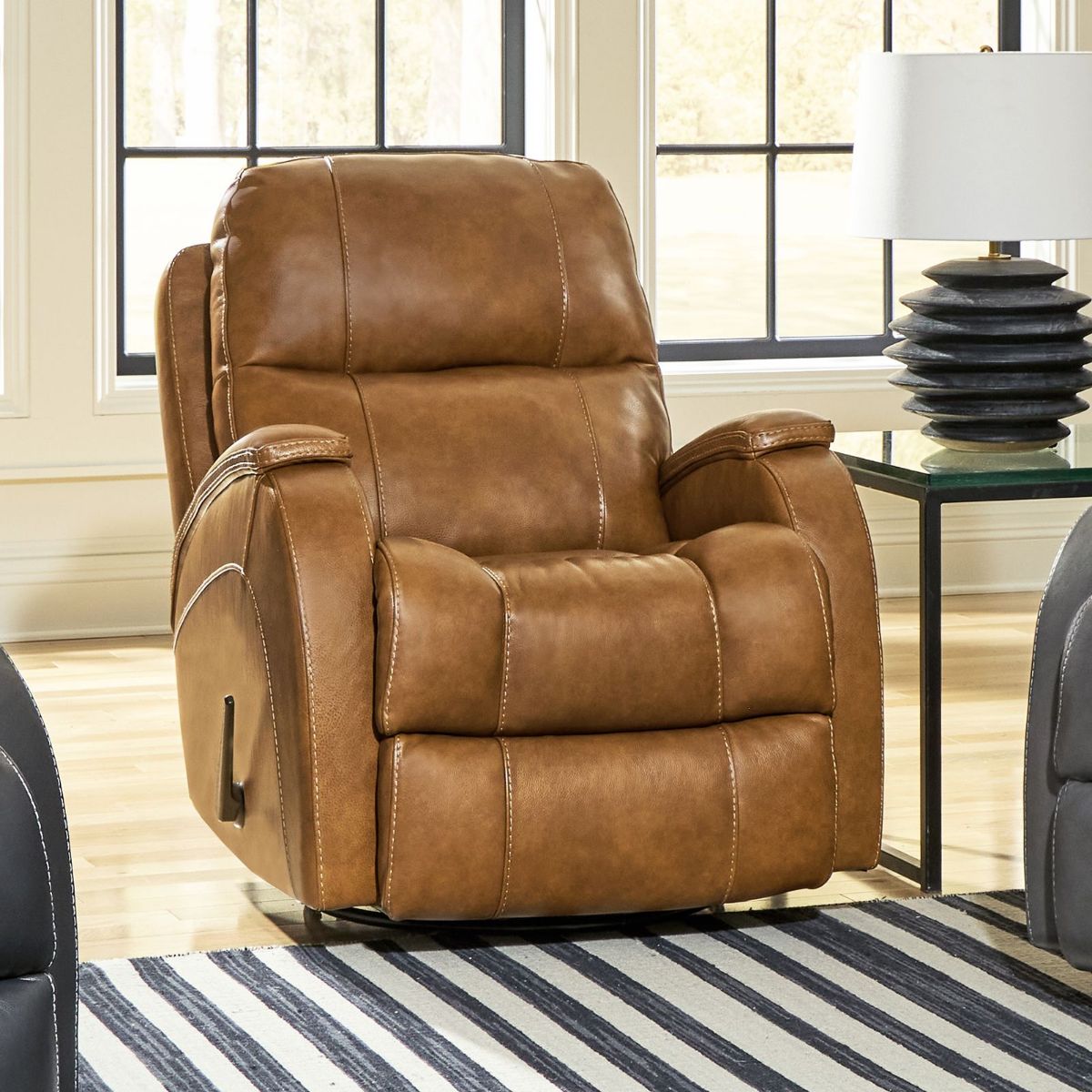 Picture of Phantom Saddle Leather Match Swivel Glider Recliner