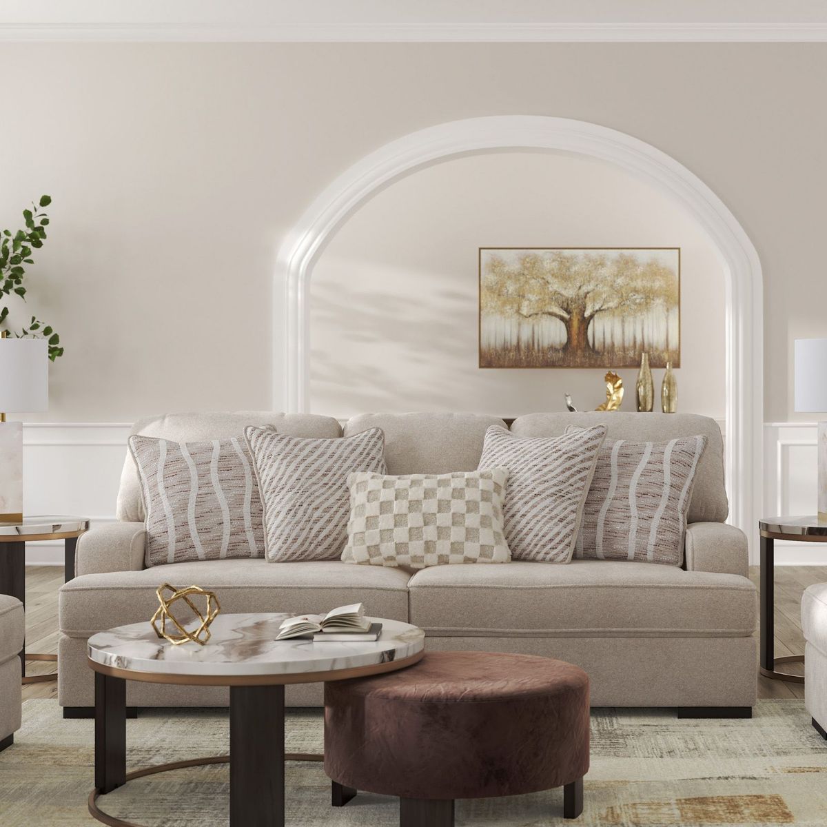 Picture of High Profile Taupe Sofa