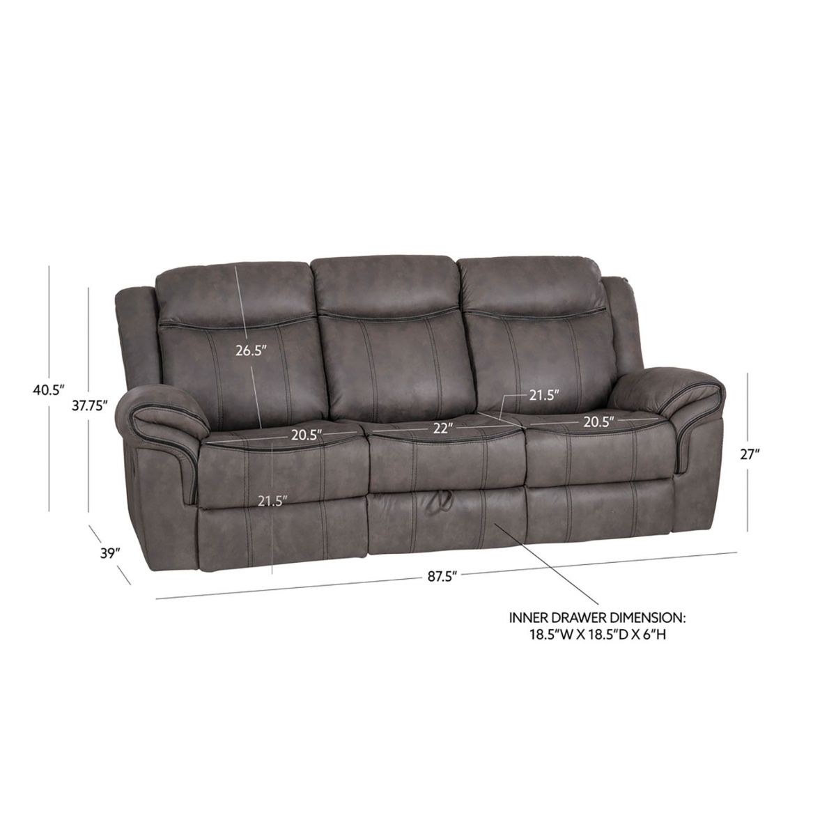 Picture of Galloway Stone Gray Recliner Sofa