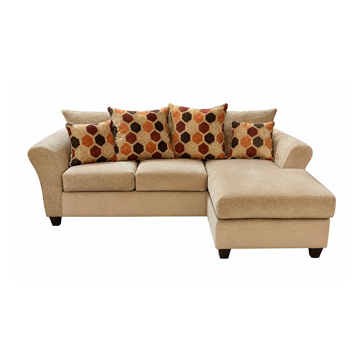 Picture of Wavy Tan Sofa Chaise with Reversible Ottoman